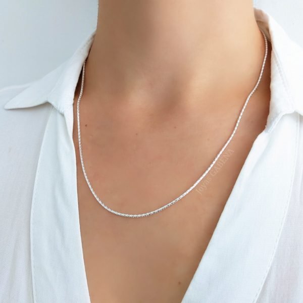 cadena veneciana diamantada plata 925 50cm