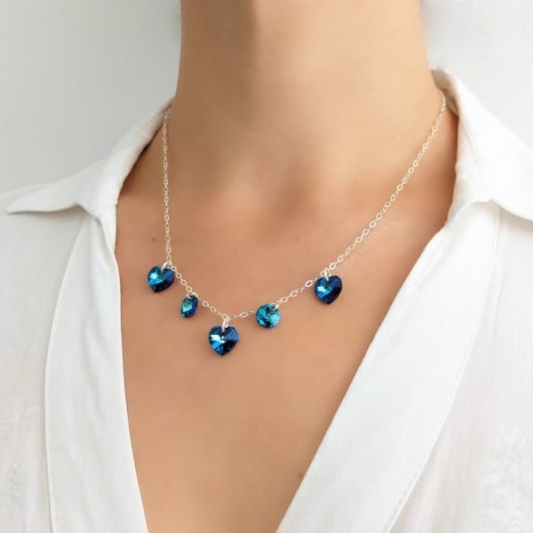 collar cristal swarovski corazon y rivoli plata