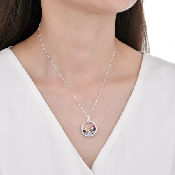 Collar 7 Cristales Multicolor Plata 925