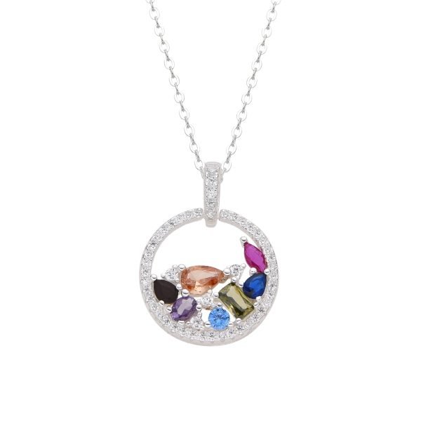 Collar 7 Cristales Multicolor Plata 925
