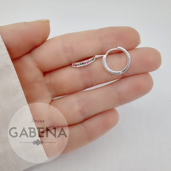 Aros Huggies Cristales Plata 925 - Imagen 5