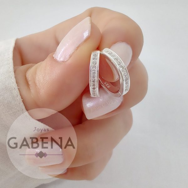 Aros Huggies Cristales Plata 925 - Imagen 3