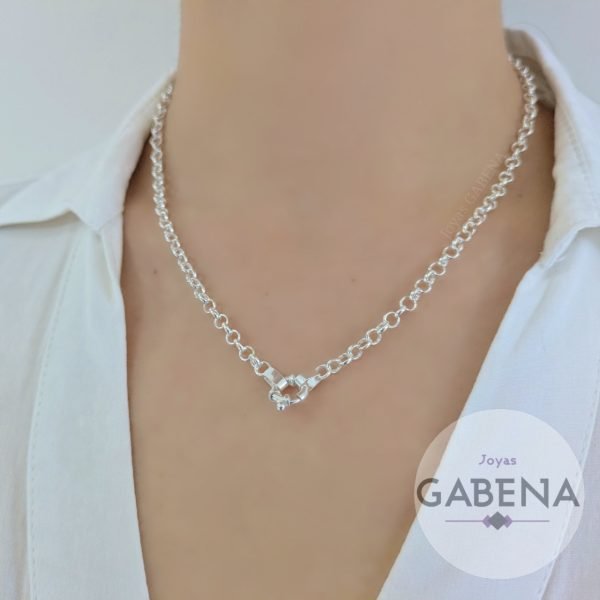 CA-84 cadena rolo cierre marinero 4mm plata 45cm