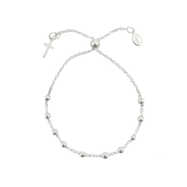 Pulsera Denario Medalla Milagrosa Regulable Plata
