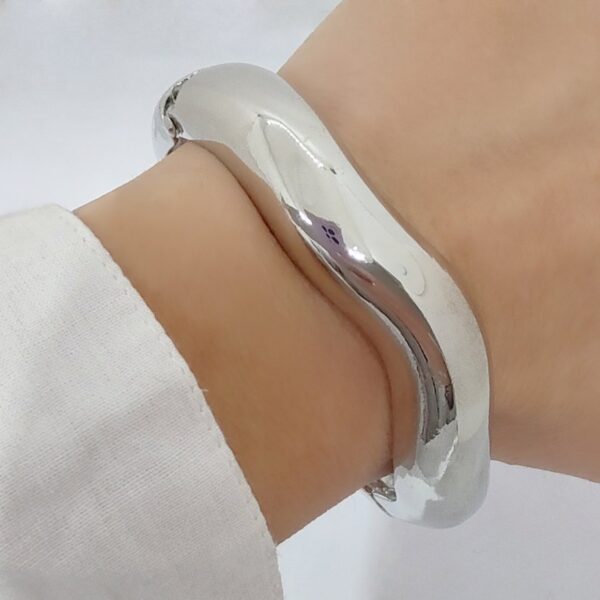 PAC-30 Pulsera Esclava Chunky Ondas Acero Quirúrgico