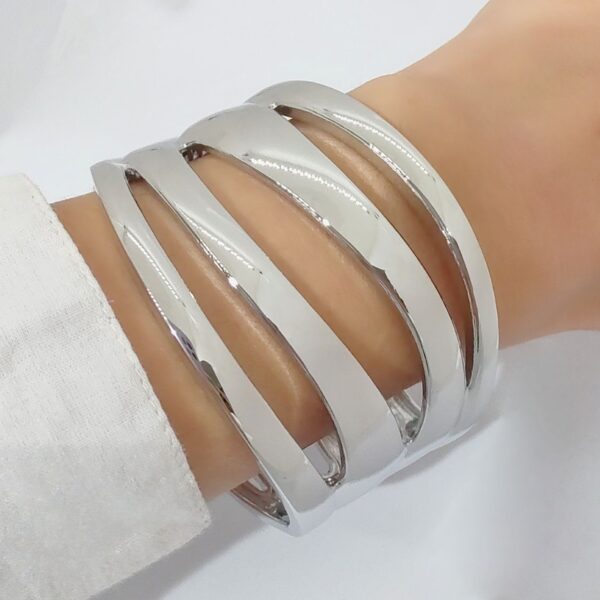PAC-32 Pulsera Brazalete Lineas Onduladas Acero Quirúrgico