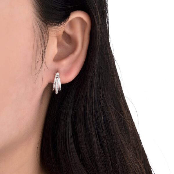 Aros Triple Argollas Cristales Plata 925