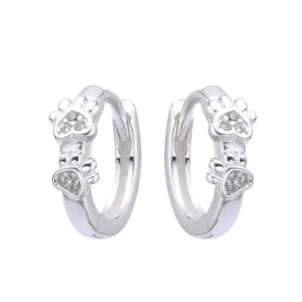 Aros Huggies Huellas Cristales Plata 925