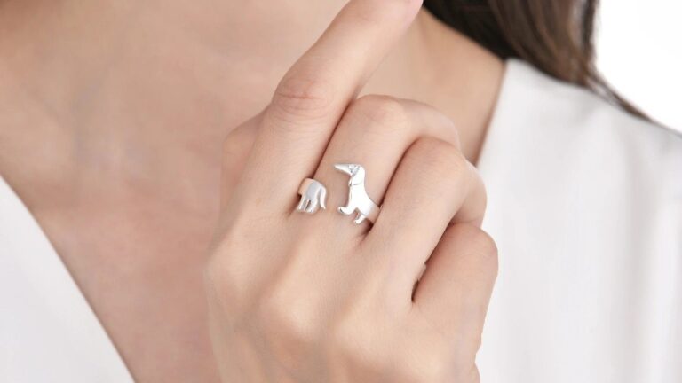 Anillo Perro Salchicha Regulable Plata 925